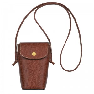 Brown Longchamp Épure Phone case with leather lace - Leather Women Pouches & Cases | 514927MLO