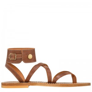 Brown Longchamp x K.Jacques Sandals - Leather Women Sandals | 716940HKM