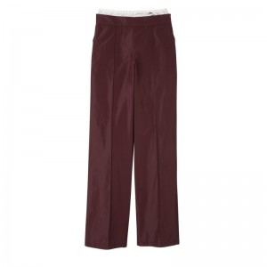 Burgundy Longchamp Straight pants with patch - Technical taffeta Women Trousers & shorts | 872549VNS