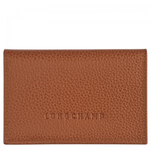 Caramel Longchamp Le Foulonné Card holder - Leather Men Cardholders & Coin purses | 453890EGH