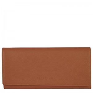 Caramel Longchamp Le Foulonné Continental - Leather Women Wallets | 213768UBA