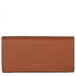 Caramel Longchamp Le Foulonné Continental - Leather Women Wallets | 398516LJB