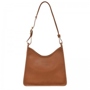 Caramel Longchamp Le Foulonné M Hobo - Leather Women Shoulder bags | 893124DJZ