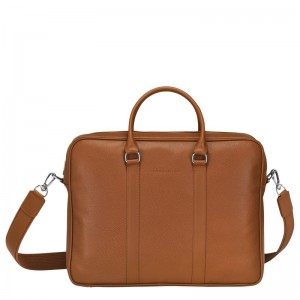 Caramel Longchamp Le Foulonné M - Leather Men Briefcase | 319604WYX