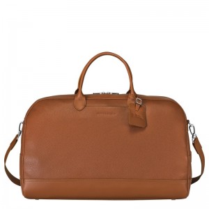 Caramel Longchamp Le Foulonné M - Leather Men Travel bags | 059678YER