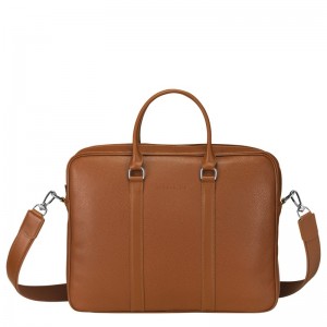 Caramel Longchamp Le Foulonné S - Leather Men Briefcase | 081965LOA