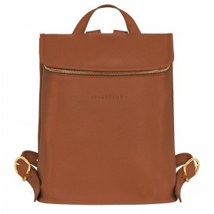 Caramel Longchamp Le Foulonné - Leather Women Backpacks | 137950PRY