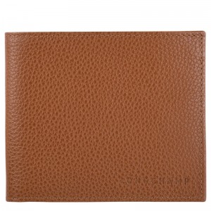 Caramel Longchamp Le Foulonné - Leather Women Wallets | 657389OXQ