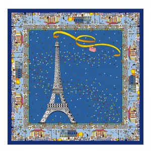 Cornflower Longchamp Le Pliage in Paris Silk scarf Women Silk Scarves | 839426MUY