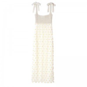 Ecru Longchamp Dress - Macramé crochet Women Dresses & Skirts | 238974PGS