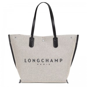 Ecru Longchamp Essential L - Canvas Women Shoulder bags | 597816CKX