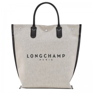 Ecru Longchamp Essential M - Canvas Women Shoulder bags | 128436EAY