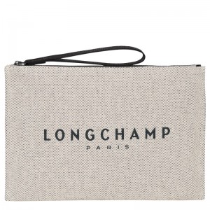 Ecru Longchamp Essential Pouch - Canvas Women Pouches & Cases | 392578MCF