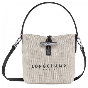 Ecru Longchamp Essential XS Bucket bag - Canvas Women Crossbody bags | 420576ERT