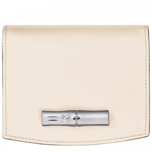 Ecru Longchamp Le Roseau - Leather Women Wallets | 875246WHP