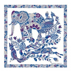 Electric Blue Longchamp Forêt Silk scarf 50 Women Silk Scarves | 495607CQO