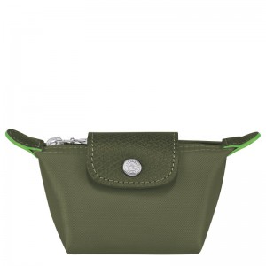 Forest Longchamp Le Pliage Green Coin purse - Recycled canvas Women Cardholders & Coin purses | 309284JGY