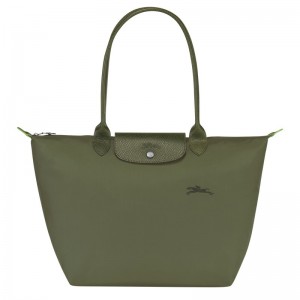 Forest Longchamp Le Pliage Green L - Recycled canvas Women Shoulder bags | 984102ZDP