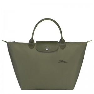 Forest Longchamp Le Pliage Green M - Recycled canvas Women Handbags | 879426KOH