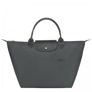 Graphite Longchamp Le Pliage Green M - Recycled canvas Women Handbags | 032869PJC