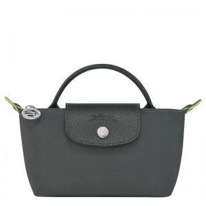 Graphite Longchamp Le Pliage Green Pouch with handle - Recycled canvas Women Pouches & Cases | 786045QXB