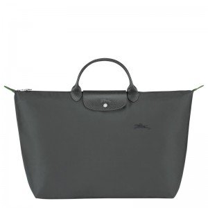 Graphite Longchamp Le Pliage Green S - Recycled canvas Women Travel bags | 082394TJA