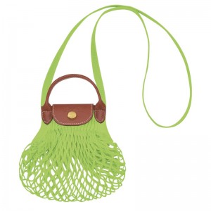 Green Light/Strawberry Longchamp Le Pliage Filet XS Mesh bag - Canvas Women Crossbody bags | 198642UCA