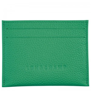 Green Longchamp Le Foulonné Cardholder - Leather Women Cardholders & Coin purses | 468391KJT