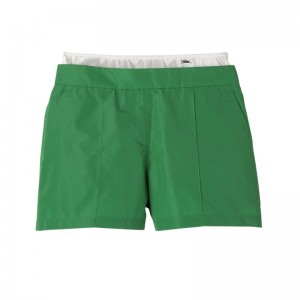 Green Longchamp Short pants with belt patch - Technical taffeta Women Trousers & shorts | 298140THY