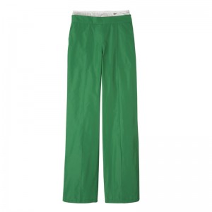 Green Longchamp Straight pants with patch - Technical taffeta Women Trousers & shorts | 194037YIL