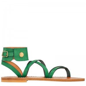 Green Longchamp x K.Jacques Sandals - Leather Women Sandals | 547680PVL