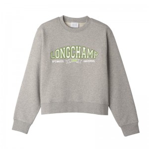 Grey Longchamp Sweatshirt - Jersey Women Tops & Blouses | 078354FYK