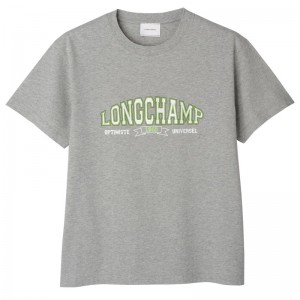 Grey Longchamp T-shirt - Jersey Women Tops & Blouses | 745316ATX