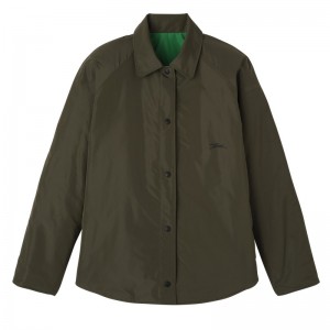 Khaki/Green Longchamp Padded blouson - Technical taffeta Women Coats & Jackets | 374519OWZ