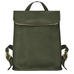 Khaki Longchamp Le Foulonné - Leather Women Backpacks | 697184YZO