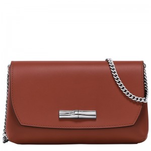 Mahogany Longchamp Le Roseau Clutch - Leather Women Crossbody bags | 085379MKQ