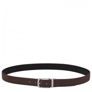 Mocha/Black Longchamp Le Foulonné - Leather Men Belts | 370812KUY