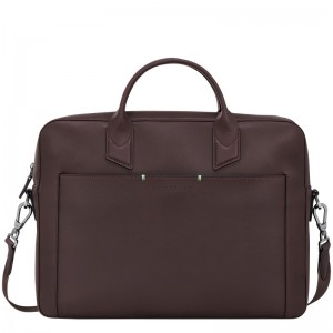 Mocha Longchamp sur Seine M - Leather Men Briefcase | 231498FDK