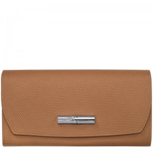 Natural Longchamp Le Roseau Continental - Leather Women Wallets | 972834OXM