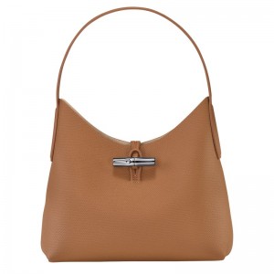 Natural Longchamp Le Roseau M Hobo - Leather Women Shoulder bags | 091365EPK