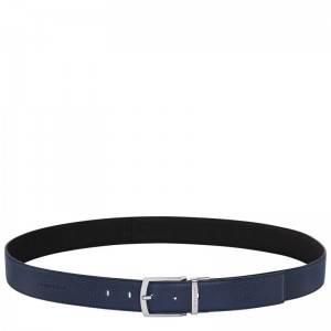 Navy/Black Longchamp Le Foulonné - Leather Men Belts | 910248YQB