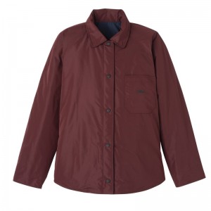 Navy/Burgundy Longchamp Padded blouson - Technical taffeta Women Coats & Jackets | 018537BGY