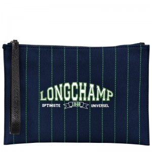 Navy Longchamp Essential Pouch - Canvas Women Pouches & Cases | 741382CNV