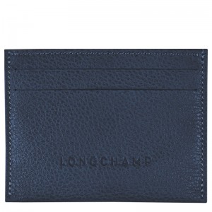 Navy Longchamp Le Foulonné Cardholder - Leather Women Cardholders & Coin purses | 807963SMT