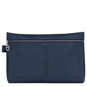 Navy Longchamp Le Foulonné - Leather Men Toiletry bags | 391704HRG