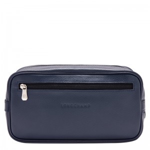 Navy Longchamp Le Foulonné - Leather Men Toiletry bags | 265430EMB