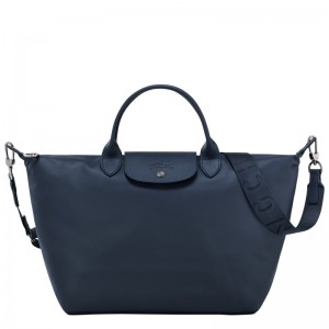 Navy Longchamp Le Pliage Xtra L - Leather Women Handbags | 621098ZHL