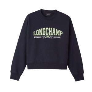 Navy Longchamp Sweatshirt - Jersey Women Tops & Blouses | 163472MNK