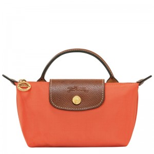 Orange Longchamp Le Pliage Original Pouch with handle - Recycled canvas Women Pouches & Cases | 375019HJC