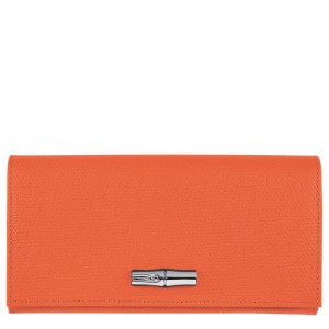 Orange Longchamp Le Roseau Continental - Leather Women Wallets | 804215GUV